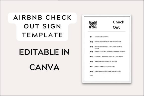 Airbnb Check out Rules Sign with QR