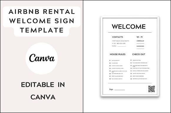 Airbnb Welcome Sign Template for Modern Graphics and Print Templates