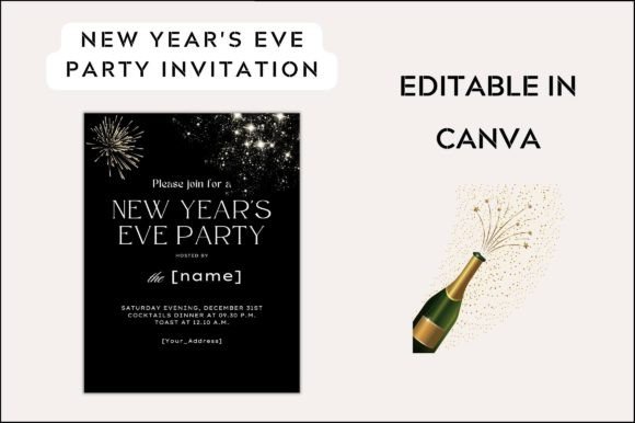 New Year Invite Card Printable - Graphic Templates for Crafting