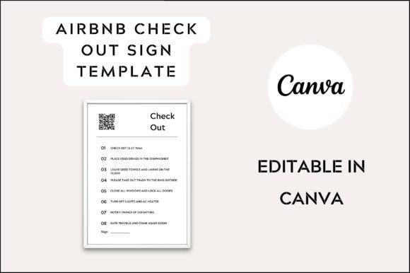 Printable Airbnb Check out Rules Sign: A Graphics Review for Print Templates