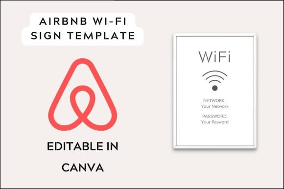 Printable Wifi Sign Airbnb Template: Graphics for Modern Branding