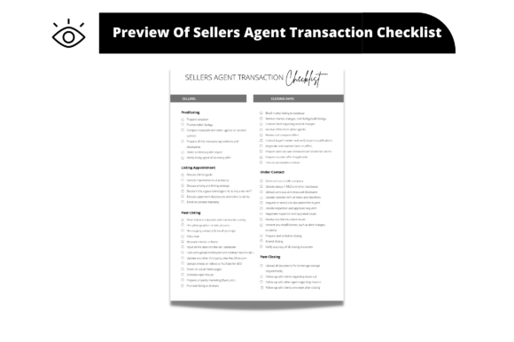 Sellers Agent Transaction Checklist